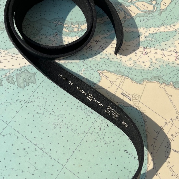 Black and Silver Custom Leather Belt 56 - Picture 3 of 3